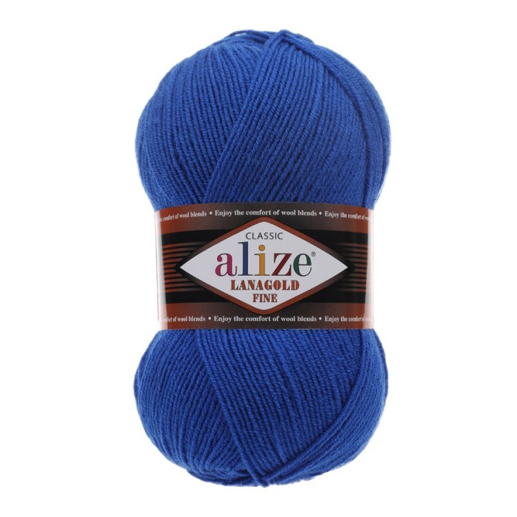 Пряжа ALIZE LanaGold Fine (Ализе Лана голд файн) (141), василек, 5 шт. по 100 г