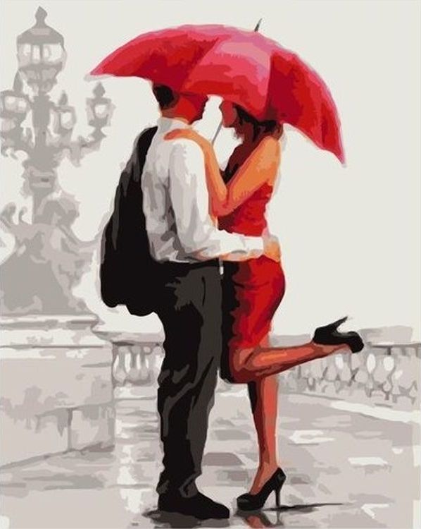 Картина по номерам «Пара под зонтом»