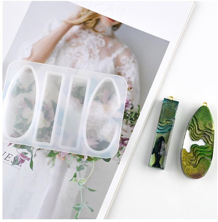 Силиконовый молд - Подвеска и сережки №2, 10х7 см — картинка 3