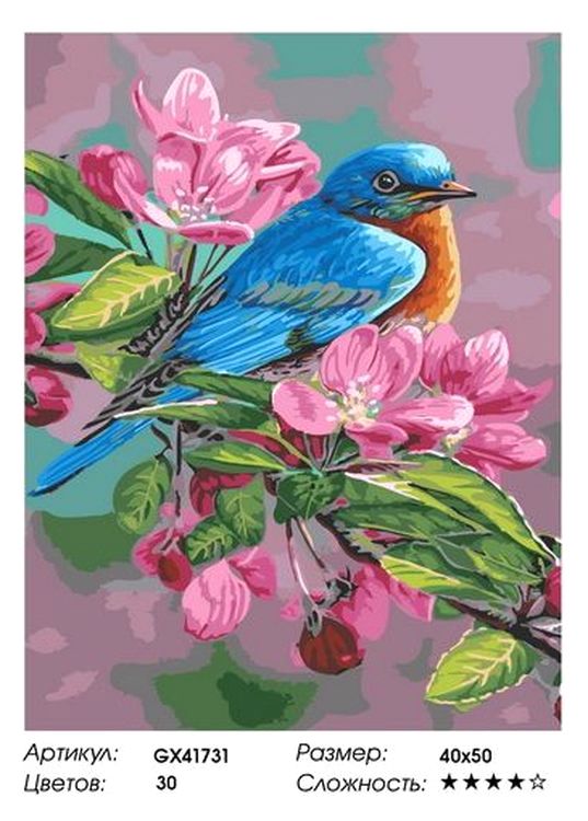 Картина по номерам «Синяя птица» — картинка 2