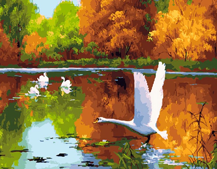 Картина по номерам «Лебеди осенью»
