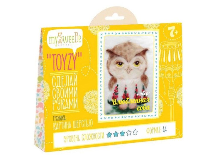 Картина шерстью «Влюбленная сова» — картинка 2