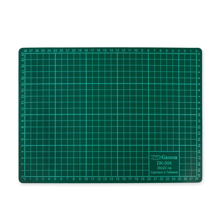 Мат для резки, формат А4, серо-зеленый, ПВХ, 30х22 см, Gamma