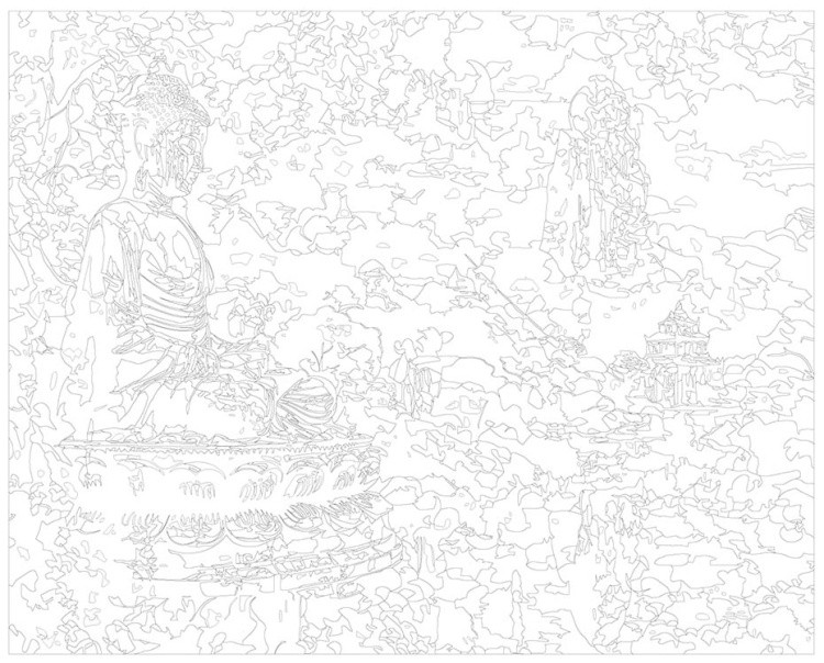 Картина по номерам «Религия буддизм: Будда статуя, пейзаж» — картинка 3