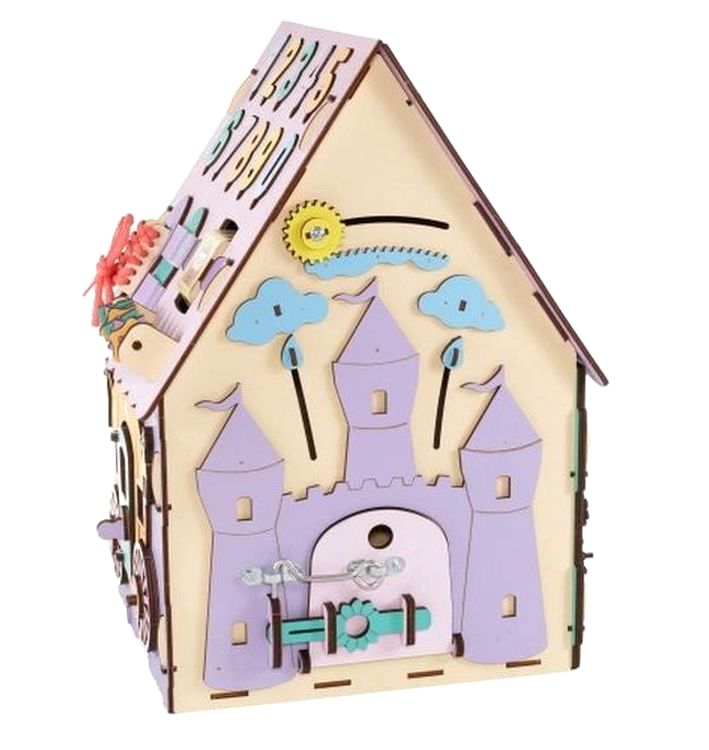 Бизиборд деревянный, развивающий «Домик», EWA — картинка 7