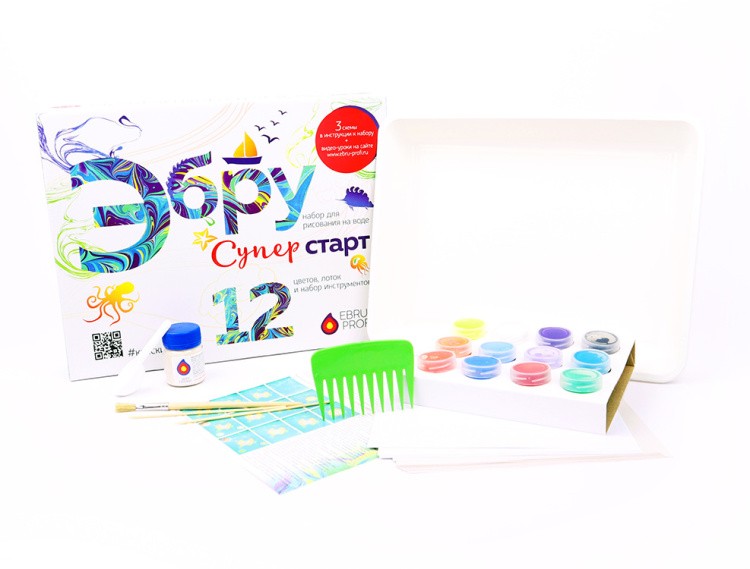 Набор для эбру «Супер Старт» 12 цветов, Эбру-Профи — картинка 3