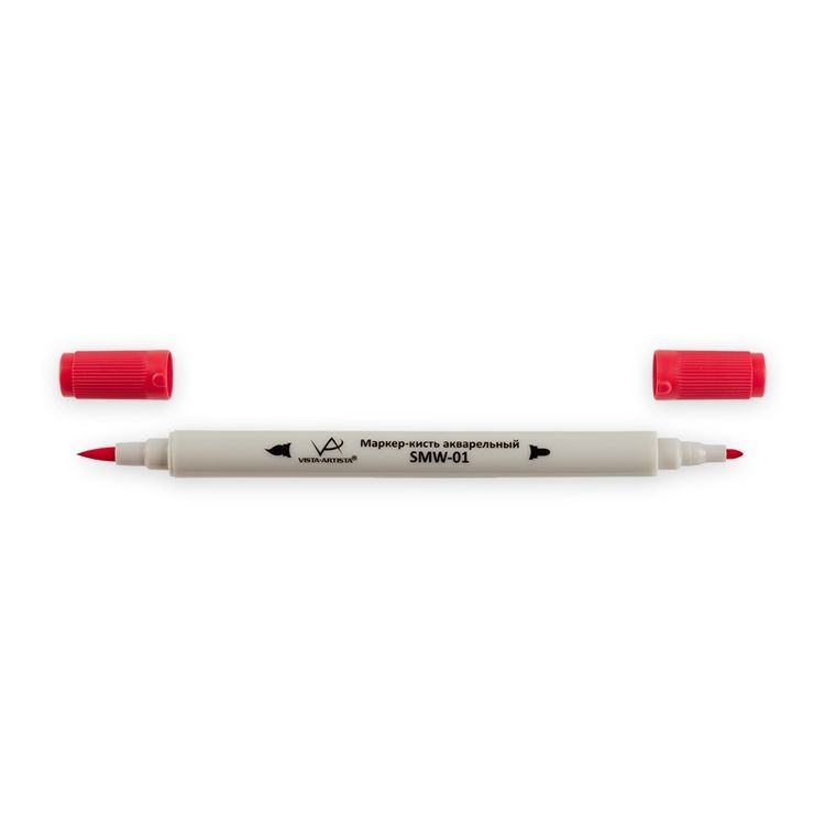 Акварельный маркер-кисть, 0.8 мм - 2 мм, кисть/круглое тонкое, ярко-розовый (Deep Red), VISTA-ARTISTA