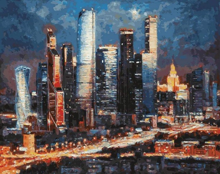 Картина по номерам «Вечерние огни Москва Сити»