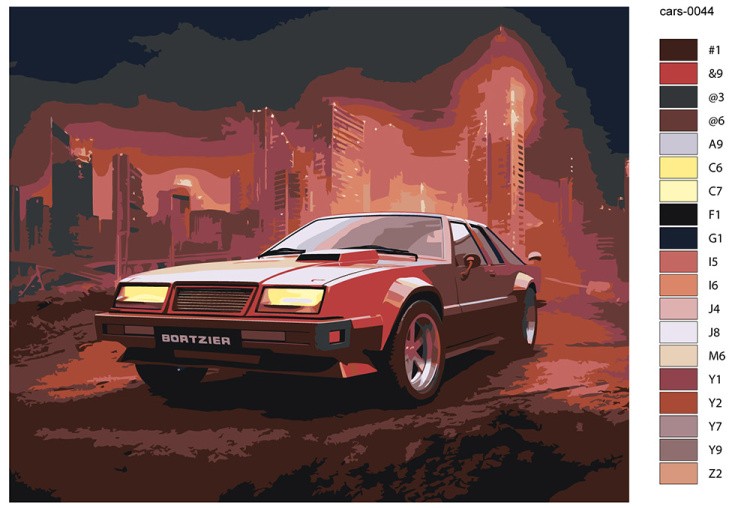 Картина по номерам «Машины: Спортивный автомобиль в стиле 80-х» — картинка 2