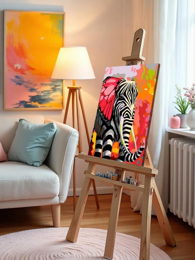 Картина по номерам «Полосатый слон» — картинка 9