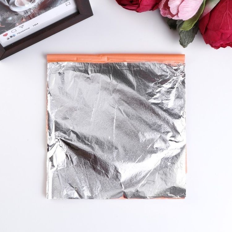 Поталь листовая Art Blong серебро №5, 14х14 см (10 шт.) — картинка 4