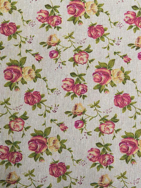 Ткань лен, 140 г/м², 30% лен, 70% хлопок, 3 м, ширина 150 см, цвет: цветочный принт, TBY — картинка 3