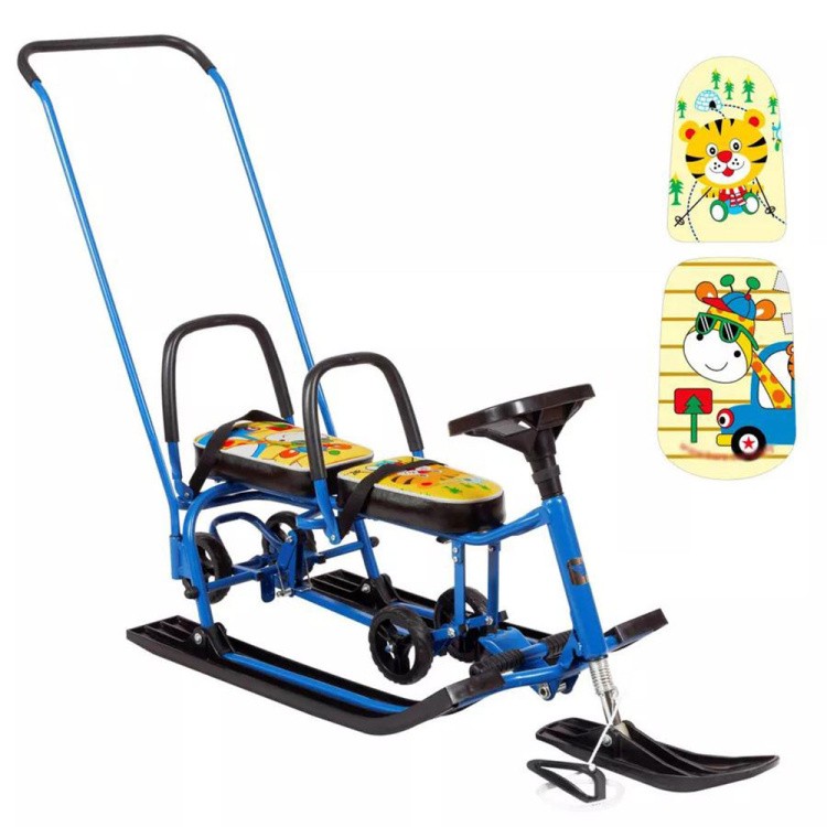 Снегокат детский 507 TWINS BABY Wheel со спинкой для двоих — картинка 10