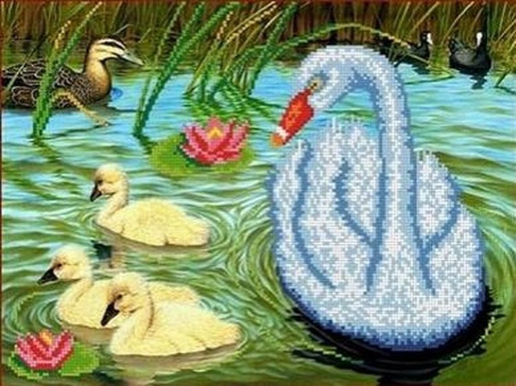 Рисунок на ткани «На пруду»