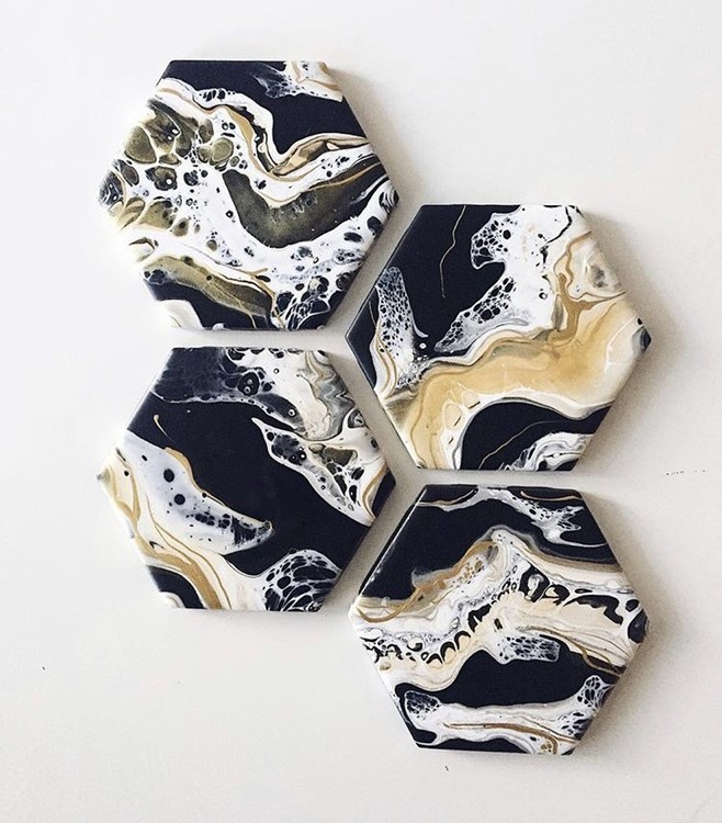 Набор для создания картины эпоксидной смолой Resin Art Шестиугольники 4 шт., Art Blong — картинка 2