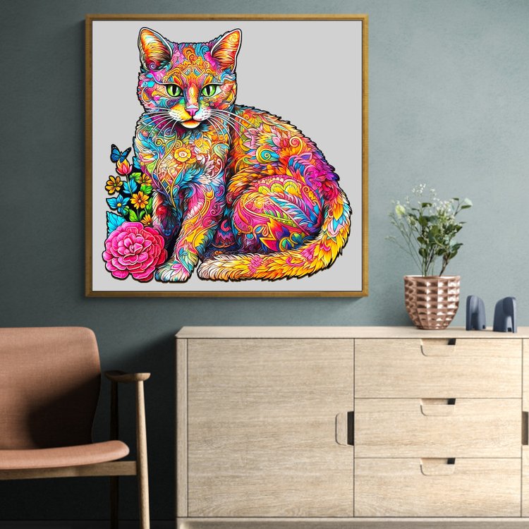 Деревянные пазлы «Цветочный кот L», Woodbests — картинка 8