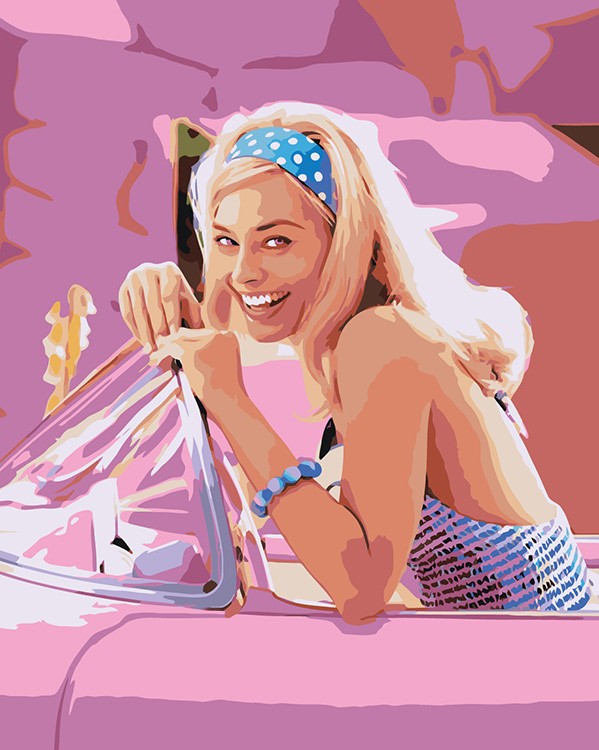 Картина по номерам «Барби: Марго Робби в машине»