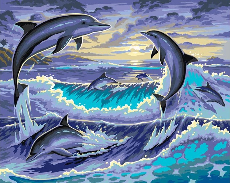 Картина по номерам «Дельфины»