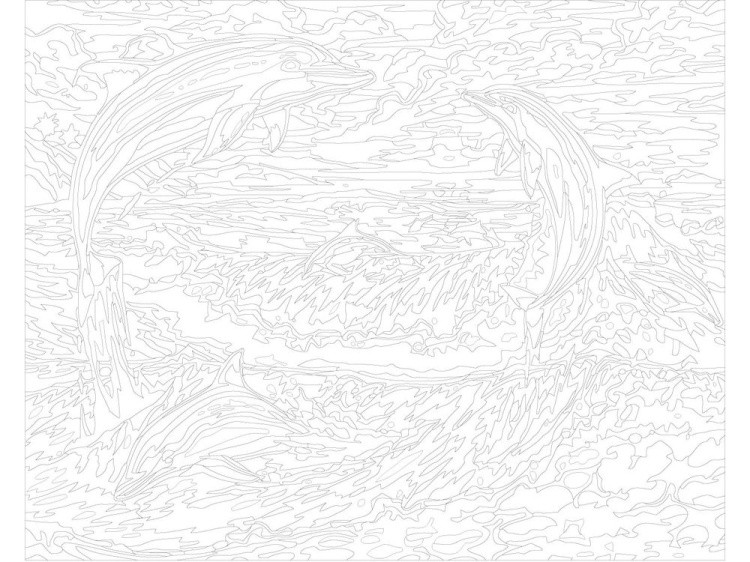 Картина по номерам «Дельфины в волнах» — картинка 3