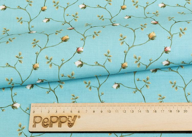 Ткань для пэчворка «ВЕРСАЛЬСКИЕ САДЫ», 50x55 см, 146 г/м2, 100% хлопок, цвет: ВС-05 голубой, принт, Peppy — картинка 2