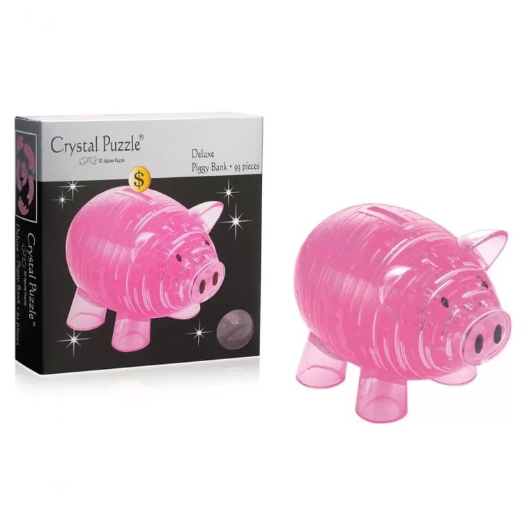 3D Головоломка Crystal Puzzle «Копилка хрюшка розовая» — картинка 2