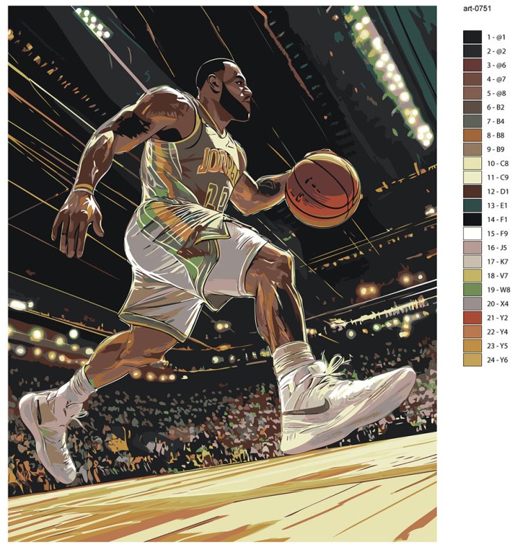 Картина по номерам Баскетбол Леброн Джеймс с мячом — картинка 2