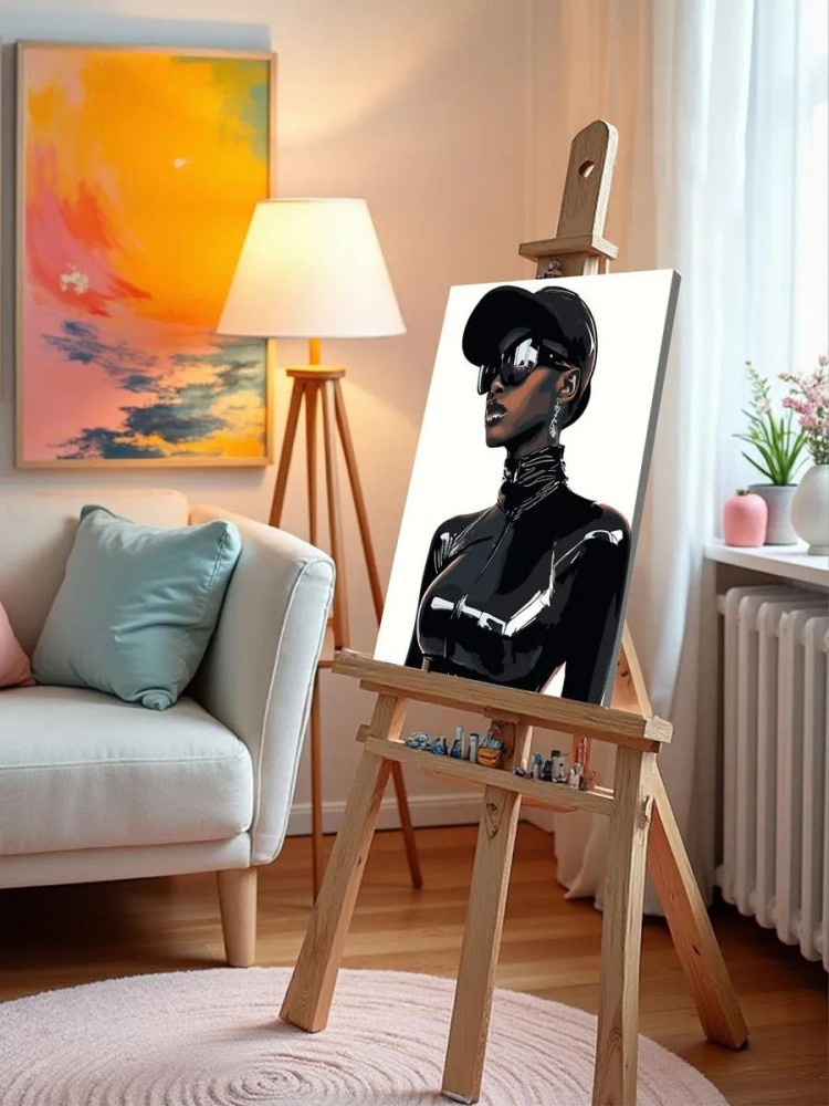 Картина по номерам «Девушка негритянка в кепке, бдсм 40x50» — картинка 9