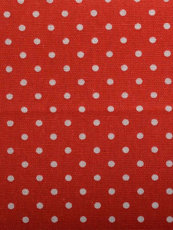 Ткань льняная, 1 м x 150 см, 140 г/м², цвет: красный, белый горошек, TBY — картинка 3