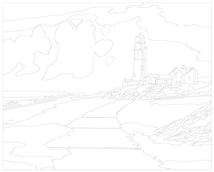 Картина по номерам «Природа: Пейзаж с маяком и морем» — картинка 3