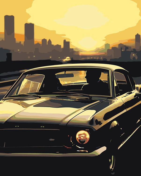 Картина по номерам «Машины: Додж на фоне закатного города»