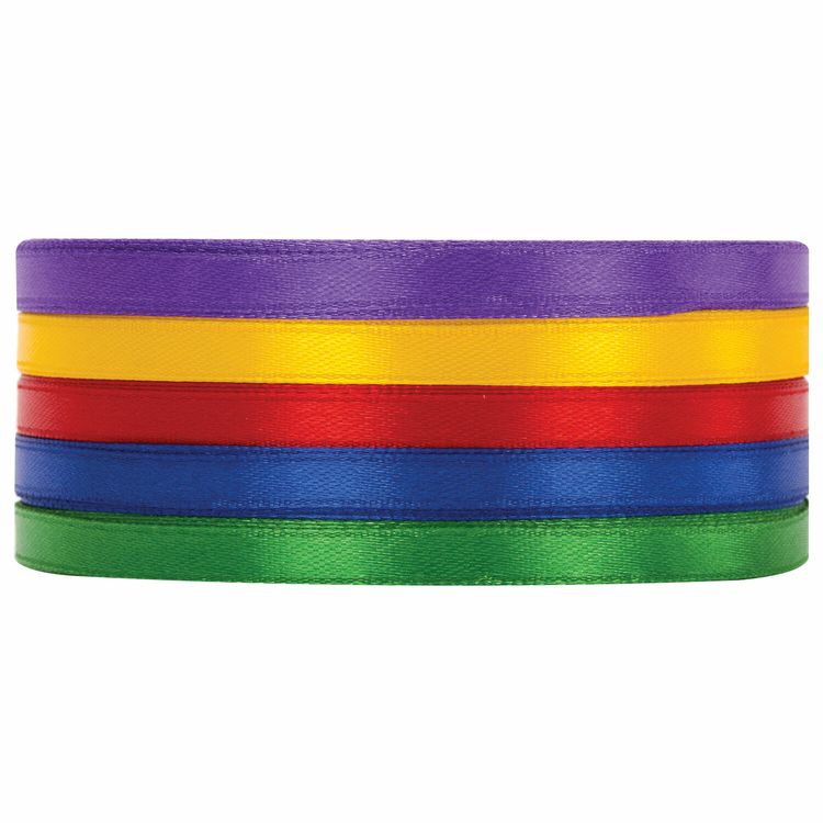 Лента атласная, ширина 6 мм, Интенсив набор 5 цветов по 23 м, Brauberg — картинка 2