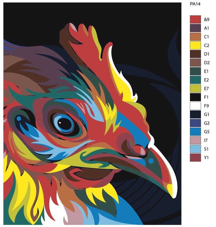 Картина по номерам «Радужный петух» — картинка 2