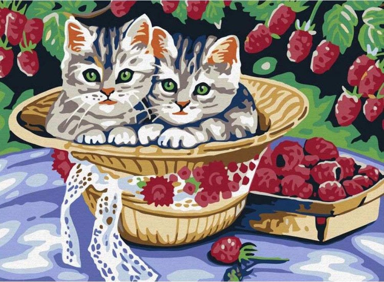 Картина по номерам «Котята в саду»