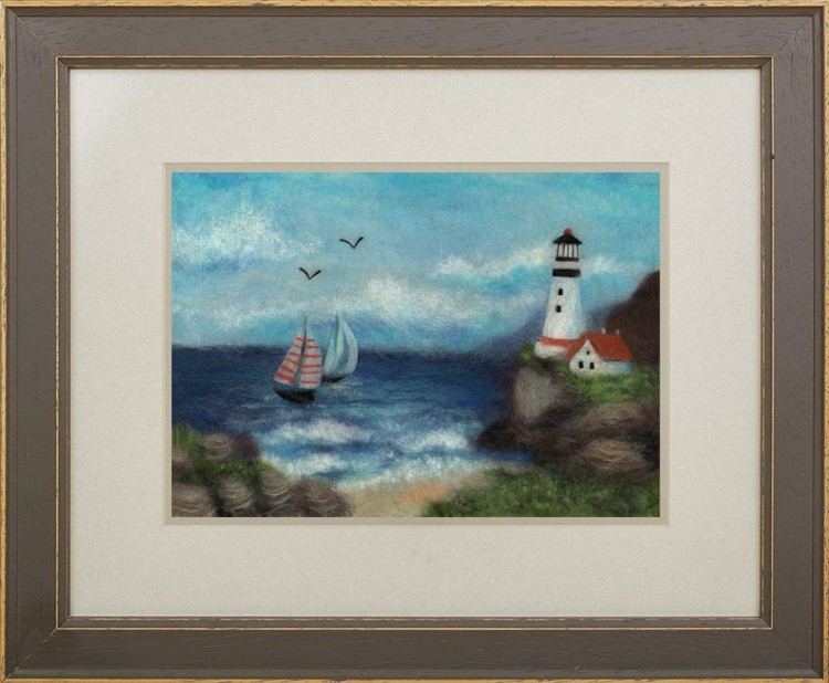 Картина шерстью «Морской пейзаж» — картинка 2