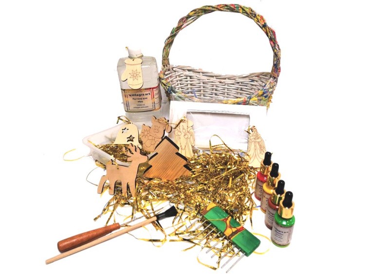 Набор для эбру подарочная корзина «Новый Эбру год» 4 цвета, Integra Art — картинка 2