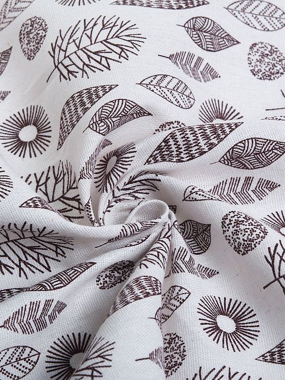 Ткань льняная, 1 м x 150 см, 140 г/м², цвет: белый, растительный принт, TBY — картинка 2