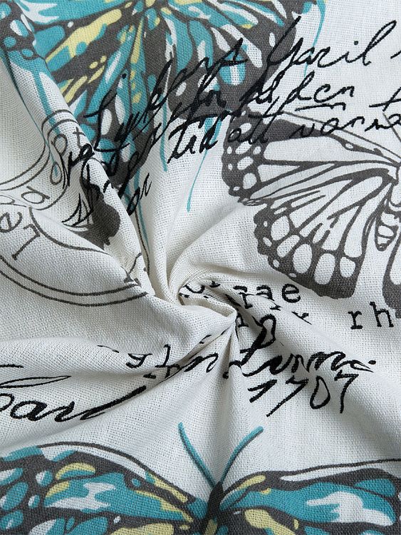 Ткань льняная, 1 м x 150 см, 140 г/м², цвет: белый, принт, TBY — картинка 3