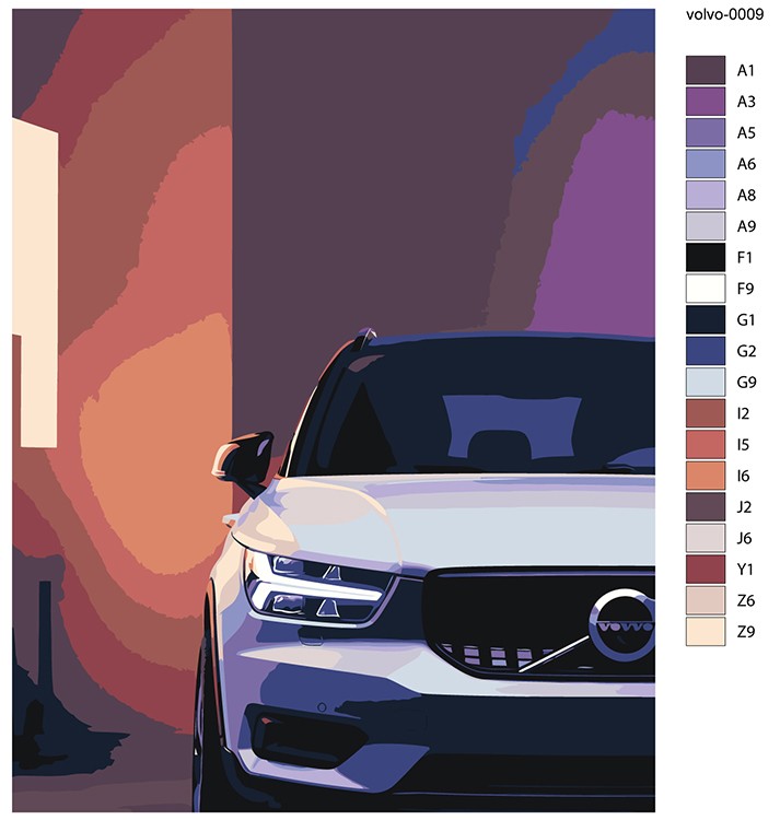 Картина по номерам «Машина Вольво крупным планом, неон 40x50» — картинка 2