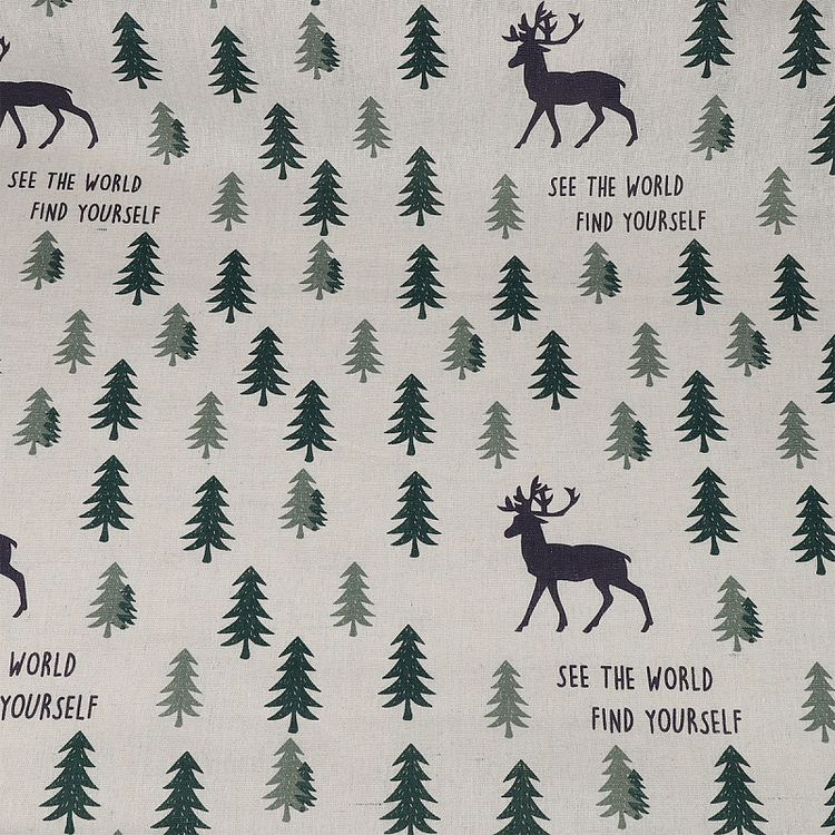 Ткань Лен, 140 г/м², 5 м x 150 см, цвет: бежевый. растительный принт, TBY — картинка 4