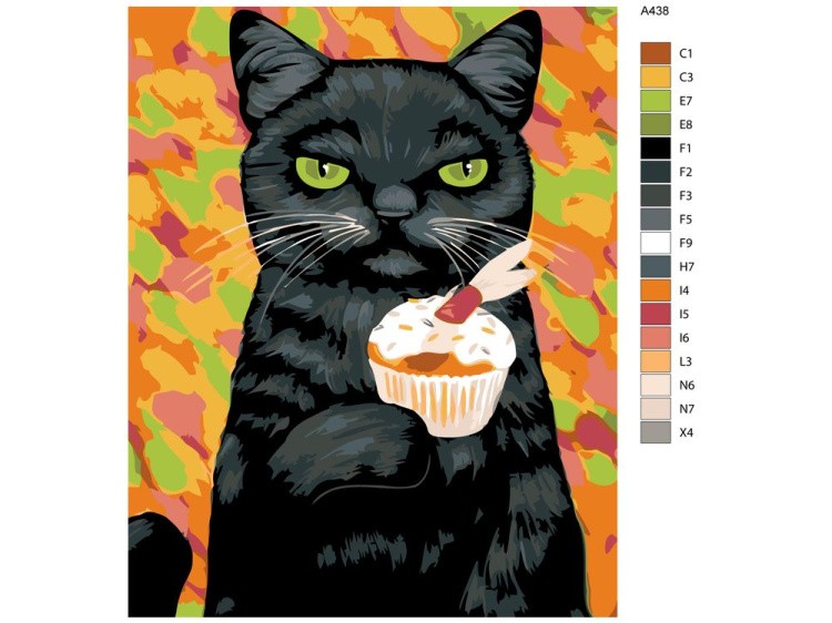 Картина по номерам «Кот с пирожным» — картинка 2