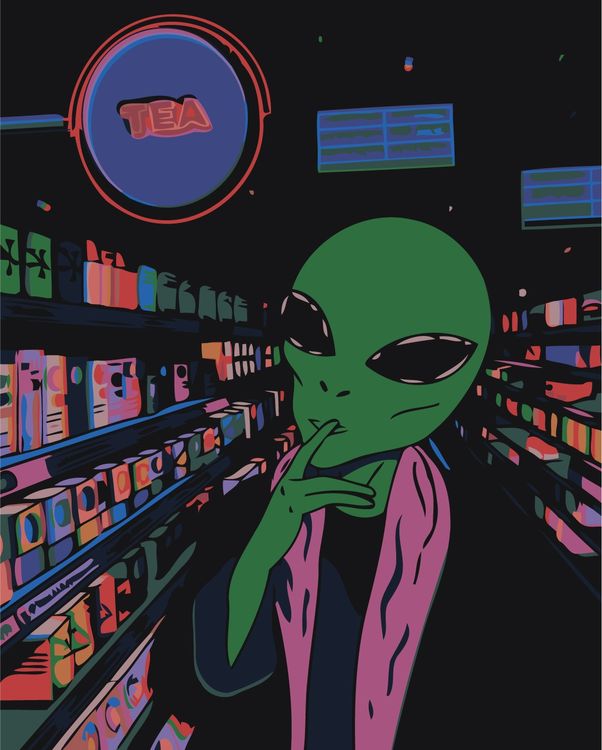 Картина по номерам «Инопланетянин в супермаркете»