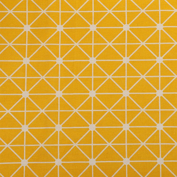 Ткань Лен, 140 г/м², 5 м x 150 см, цвет: желтый, геометрический принт, TBY — картинка 2