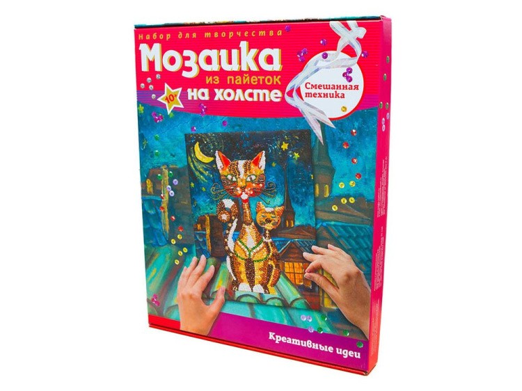 Картина на холсте из пайеток «Кошки» — картинка 4