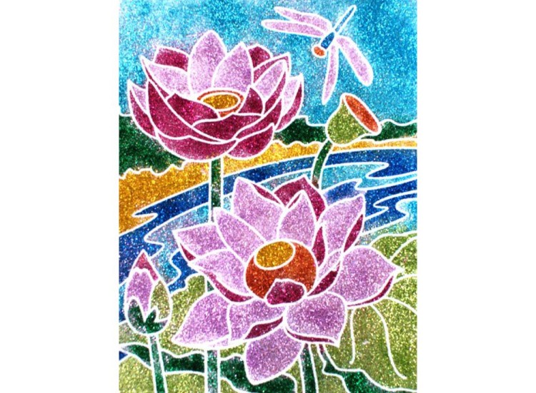 Фреска с блестками «Лотосы» — картинка 4