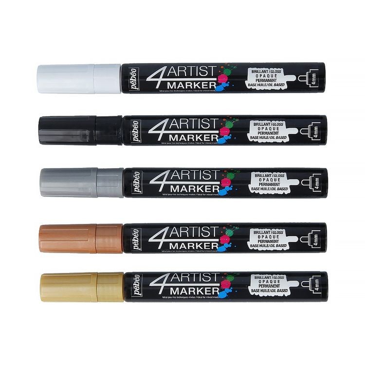 Набор маркеров художественных 4Artist Marker на масляной основе, 4 мм, перо круглое, металлик, PEBEO