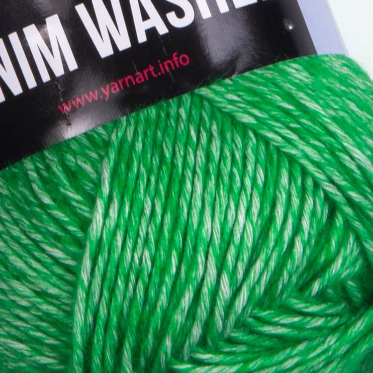 Пряжа YarnArt Denim Washed1 (909), ярко-зеленый меланж, 5 шт. по 50 г — картинка 2