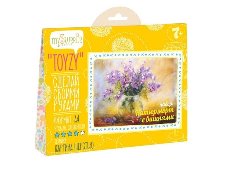 Картина шерстью «Натюрморт с вишнями» — картинка 2