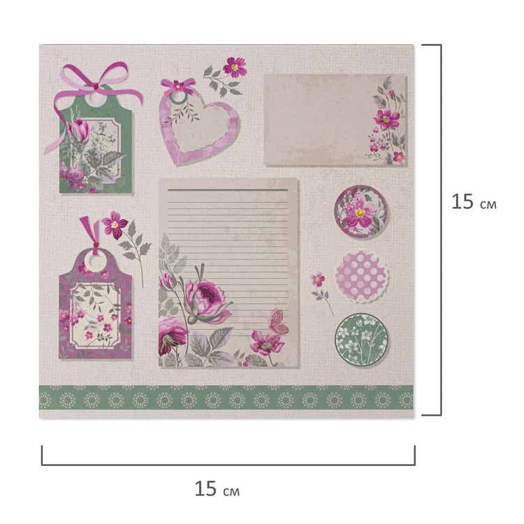 Бумага для скрапбукинга 15х15 см «Шебби-шик», 12 дизайнов — картинка 8
