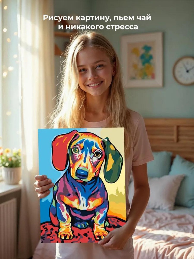 Картина по номерам «Радужный щенок» — картинка 6