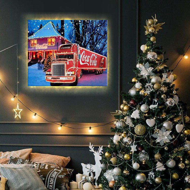Картина по номерам «Новый год к нам мчится» LED подсветка — картинка 3